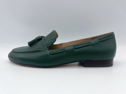 Loafers выскальзывания кожаных ботинок женщин моды плоские темные ые-зелен не