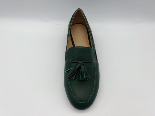 Loafers выскальзывания кожаных ботинок женщин моды плоские темные ые-зелен не