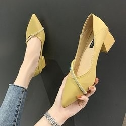 Элегантная весна офиса указала пятка ботинок 4cm одиночных дам случайная кожаная квадратная