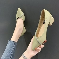Элегантная весна офиса указала пятка ботинок 4cm одиночных дам случайная кожаная квадратная